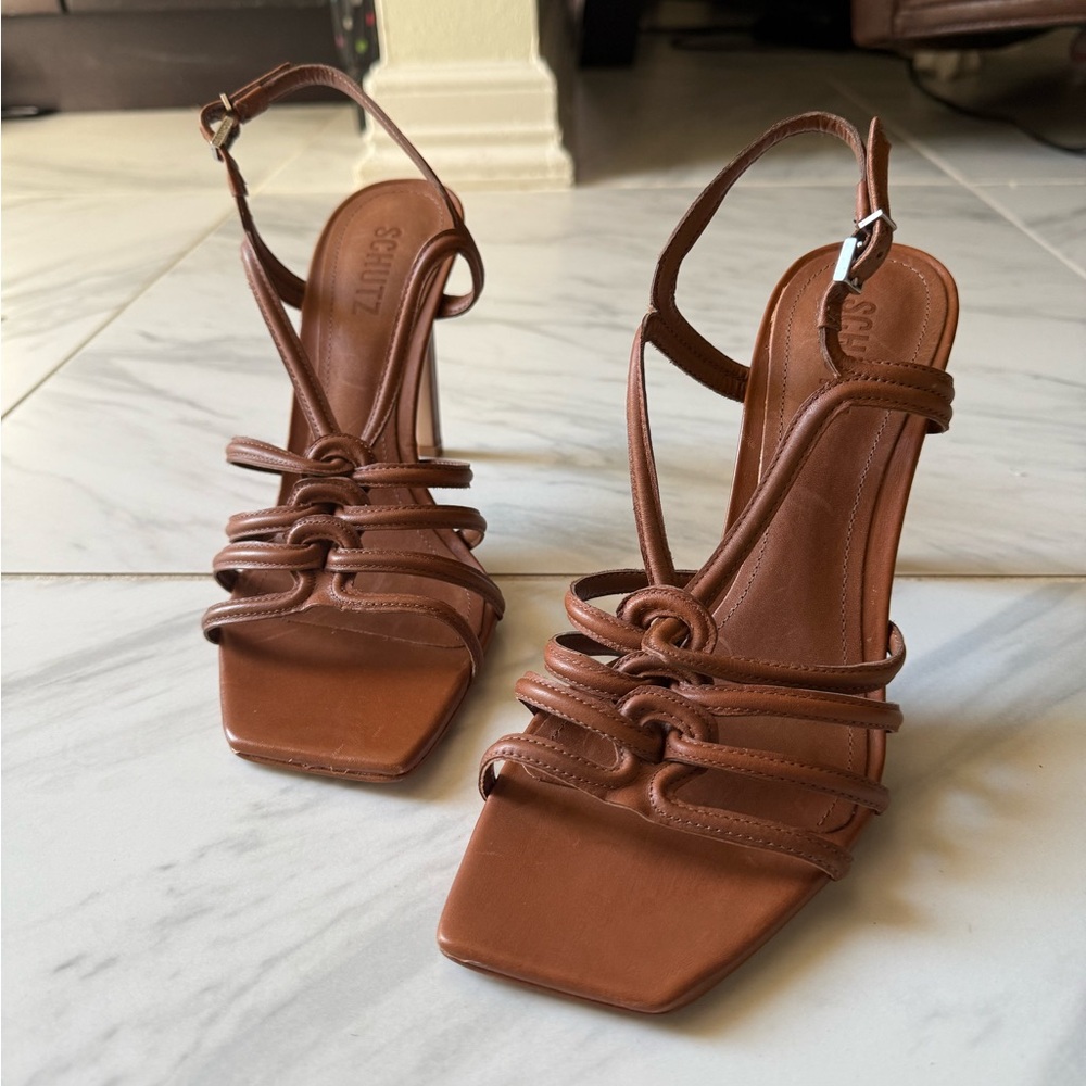 SCHUTZ Tan Strappy Heels